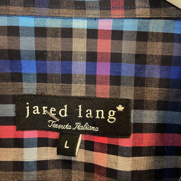 Jared Lang Plaid Button Down Shirt Roll Tab Sleeves Size Large - Picture 4 of 7